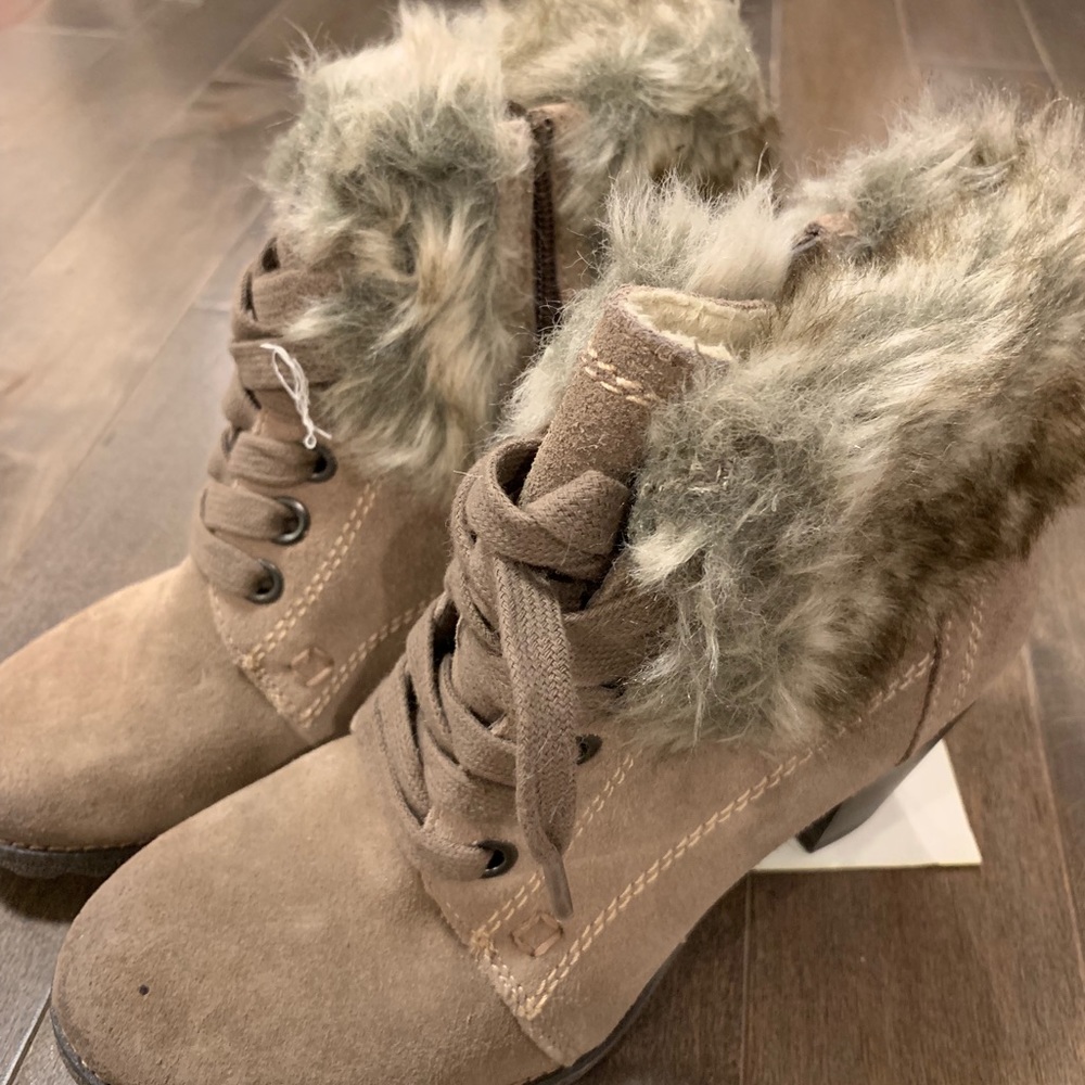 Real leather faux fur winter bootie